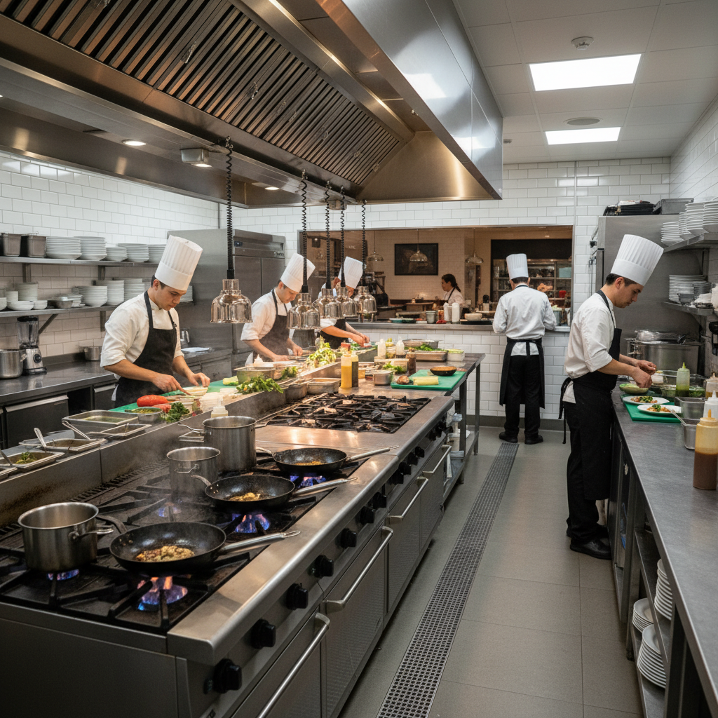 איך לתכנן מטבח למסעדה שמייצר עבודה זורמת ומהירה גם בשעות עומס