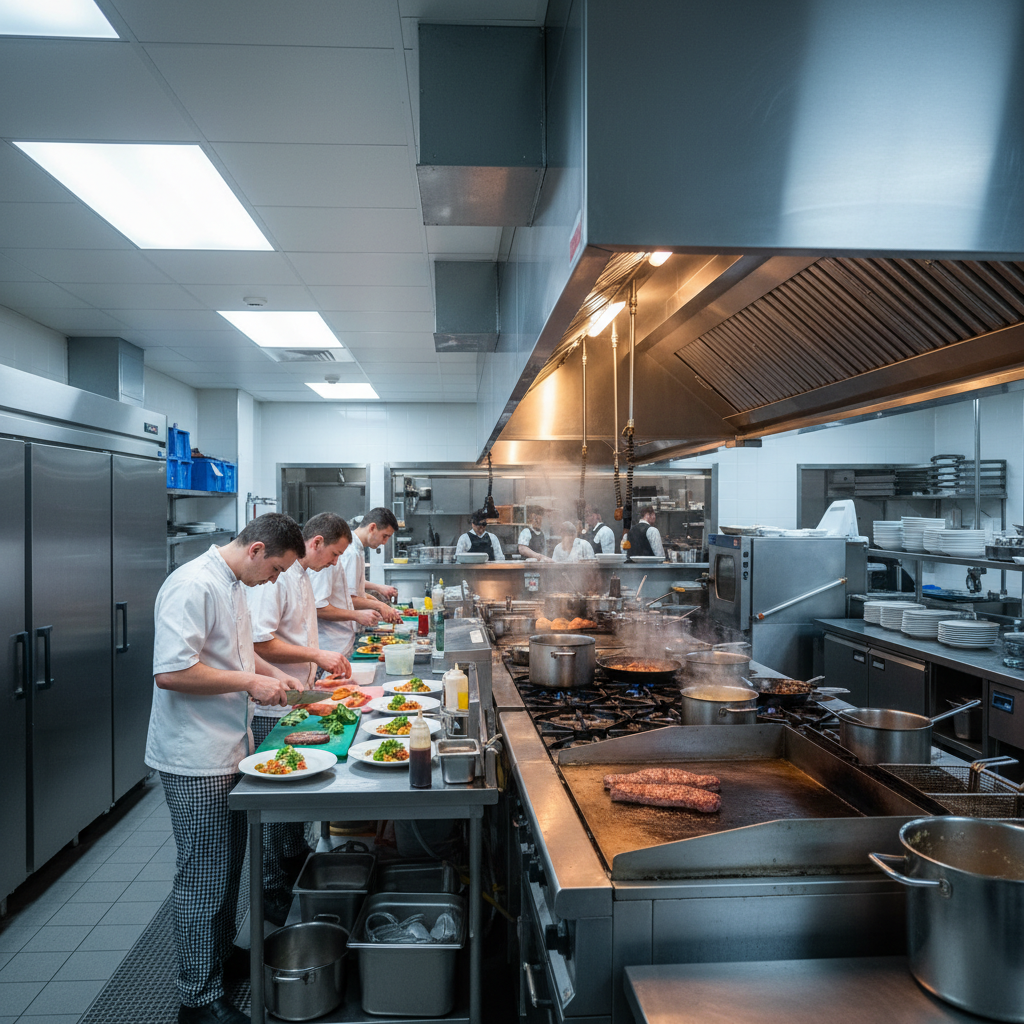 תכנון מטבח לבית מלון: איך משלבים יעילות, תדירות עבודה גבוהה ונראות מקצועית
